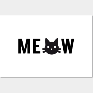 meow, text design, word art with black cat head Posters and Art